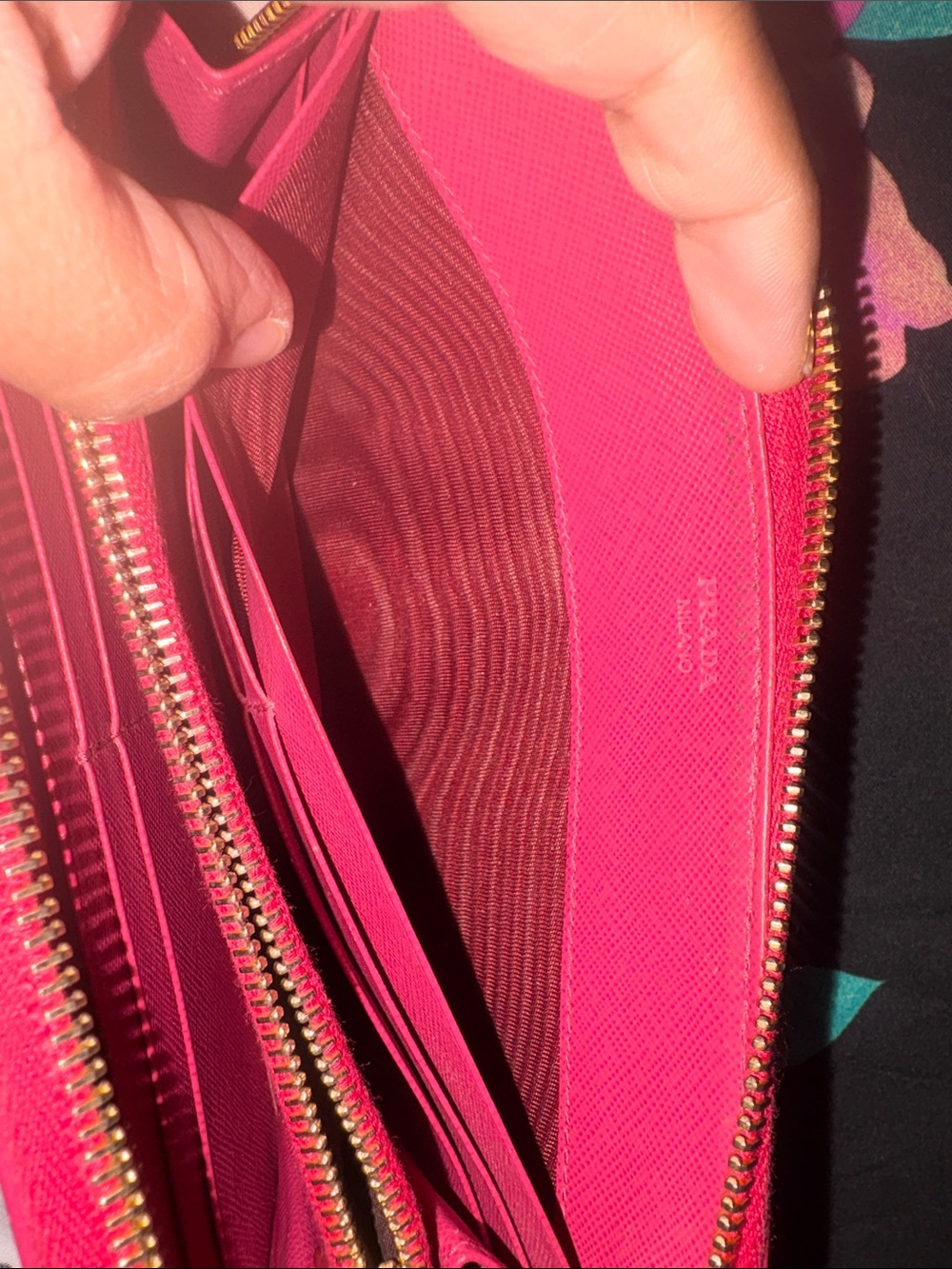 Prada Saffiano Zip-Around Wallet in Peonia Pink with Gold Hardware - Picture 4 of 15